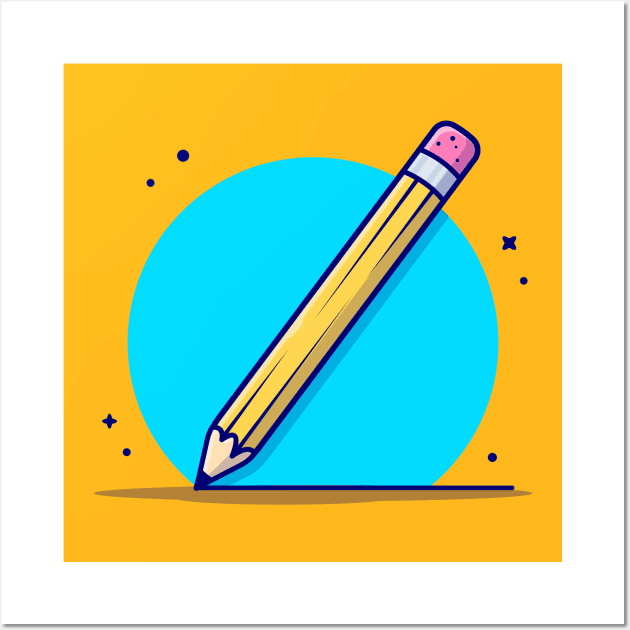 Pencil Cartoon Vector Icon Illustration (2) Wall Art by Catalyst Labs